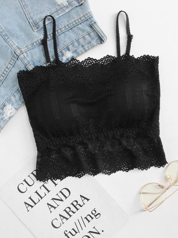 Romwe Lace Bodycon Crop Cami Top