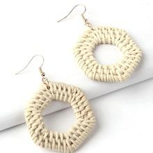 Romwe Open Geometric Straw Drop Earrings