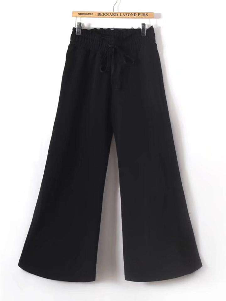Romwe Tied High Waist Palazzo Pants