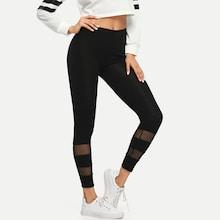 Romwe Contrast Mesh Skinny Leggings