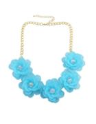 Romwe Blue Chunky Resin Flower Necklace