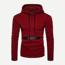 Romwe Men Zip Decoration Plain Hooded Sweatshirt