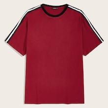 Romwe Guys Striped Tape Shoulder Tee