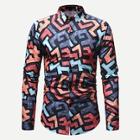Romwe Men Geo Print Shirt
