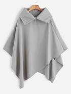 Romwe Grey Turtleneck Asymmetric Poncho Coat