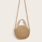 Romwe Braided Strap Straw Round Bag