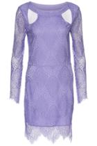Romwe Cut-out Lace Purple Dress