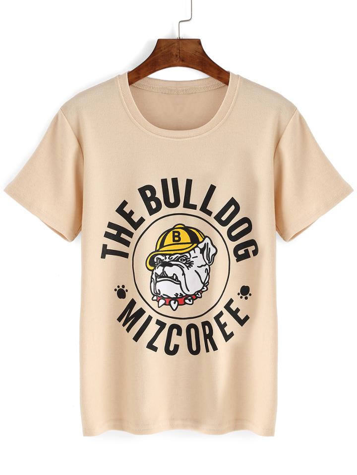 Romwe Short Sleeve Letter Print T-shirt