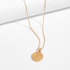 Romwe Cross Engraved Coin Pendant Necklace