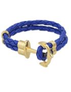 Romwe Blue Braided Pu Leather Bracelet