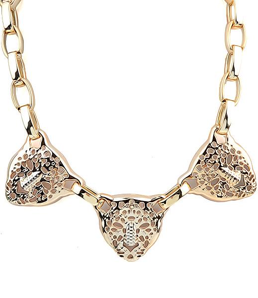 Romwe Gold Hollow Leopard Chain Necklace
