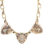 Romwe Gold Hollow Leopard Chain Necklace