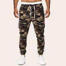 Romwe Guys Drawstring Waist Camo Pants