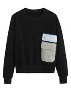 Romwe Black Pocket And Zipper Detail Sweatshirt