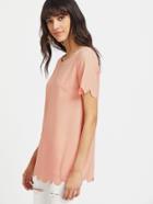 Romwe Scallop Trim Longline Tunic Top