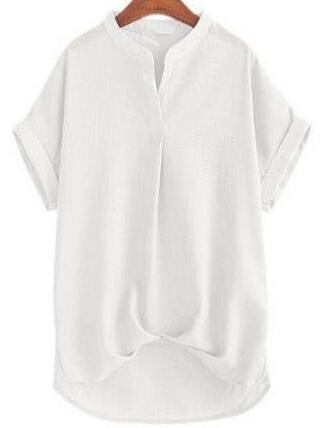 Romwe Draped Front Rolled Sleeve Blouse