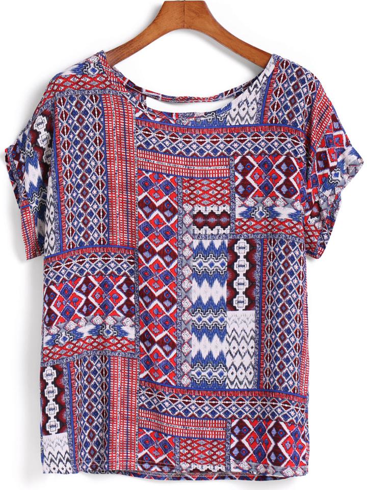 Romwe Tribal Print Loose Top