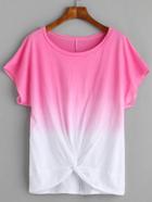 Romwe Ombre Twist Hem T-shirt