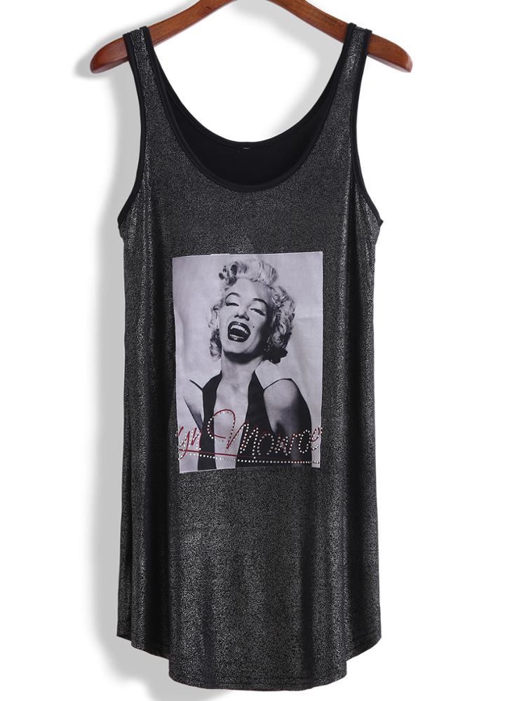 Romwe Monroe Print Tank Top