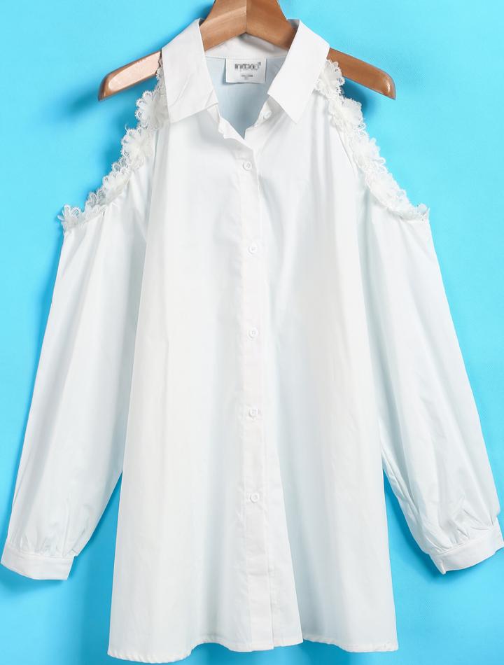 Romwe Off-shoulder Lace Blouse