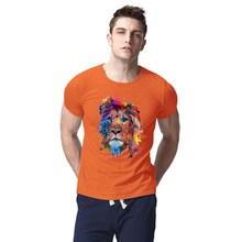 Romwe Men Colorful Lion Face Print Tee