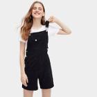 Romwe Button And Pocket Detail Corduroy Pinafore Jumpsuit