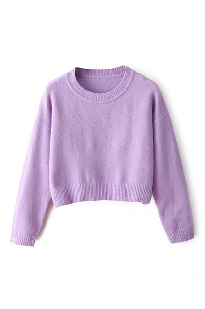 Romwe Sheer Purple Midriff Jumper