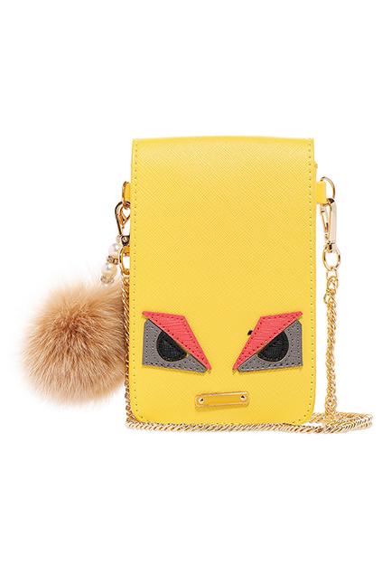 Romwe Angry Face Stitching Yellow Bag