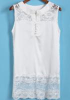 Romwe With Lace Hollow White Tank Top
