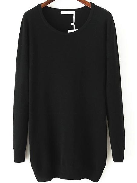 Romwe Women Long Sleeve Black Sweater