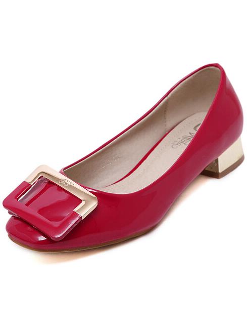 Romwe Red Square Toe Embellished Flats