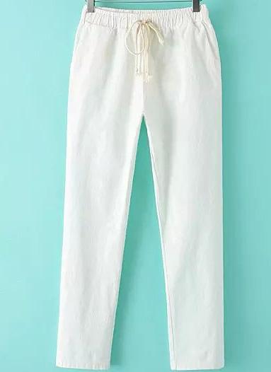 Romwe Drawstring Harem White Pant