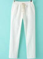 Romwe Drawstring Harem White Pant