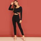 Romwe Criss Cross Sweetheart Skinny Jumpsuit