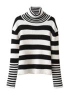 Romwe Turtleneck Striped Sweater