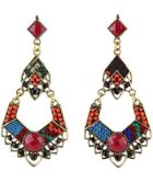 Romwe Red Bead Gold Earrings