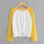 Romwe Twist Front Raglan Sleeve Tee