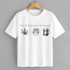 Romwe Letter And Shoes Print Tee