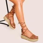 Romwe Tie Leg Open Toe Espadrille Sandals