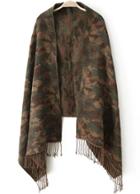 Romwe Camouflage Print Army Green Scarf
