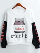 Romwe Letter Print Embroidered Loose Sweatshirt
