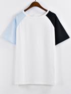 Romwe Raglan Sleeve Color-block T-shirt