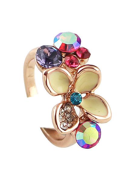 Romwe Multicolored Blue Gemstone Gold Ring