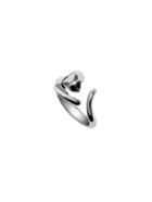 Romwe Silver Black Gemstone Eye Cat Open Ring