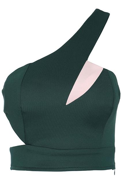 Romwe Single-shoulder Green Bandeau