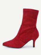 Romwe Pointed Toe Court Heeled Ankle Boots