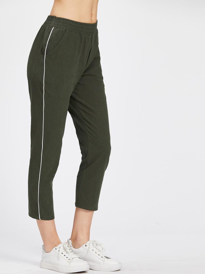 Romwe Stripe Side Elastic Waist Pants