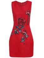 Romwe With Sequined Rose Embroidered Red Dress