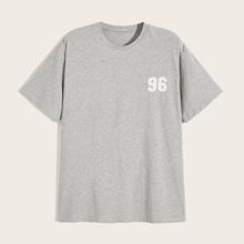 Romwe Guys Number Print Heather Knit Tee