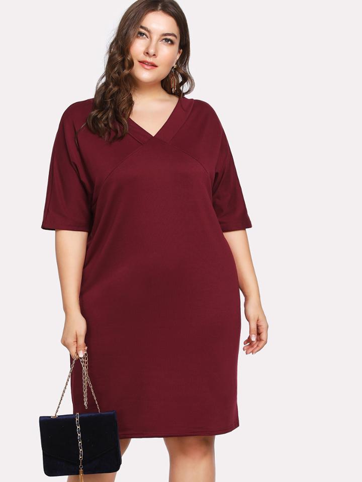 Romwe Double V Solid Dress